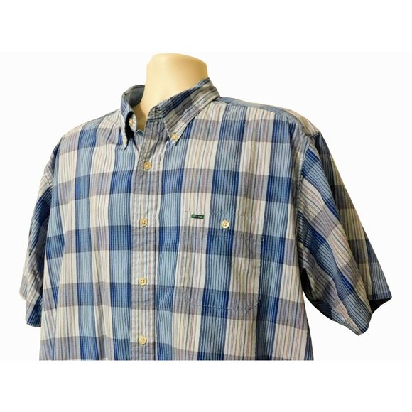 Alexander Julian Colours Shirt XL Blue Stripes Checks Short Sleeve Collar Cotton - Picture 2 of 9